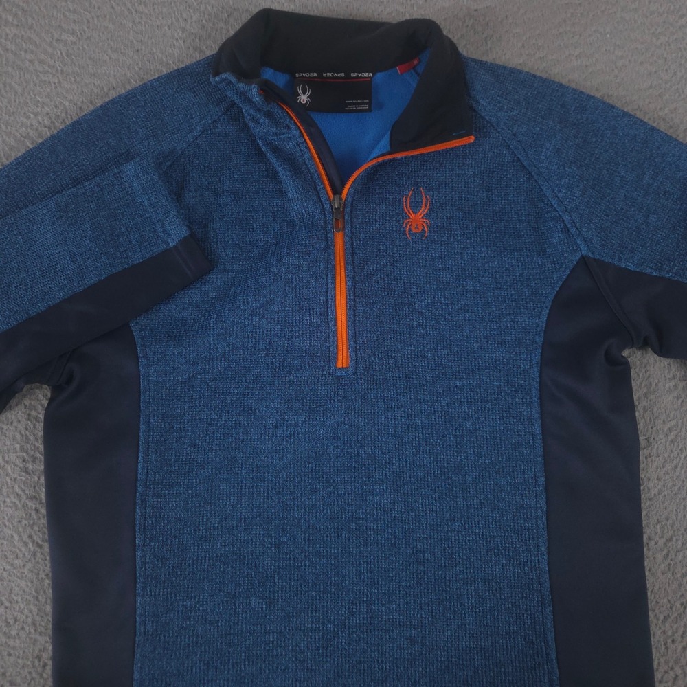 Spyder‎ Sweater Mens Medium Blue Outbound Fleece Knit Half Zip Pullover Casual